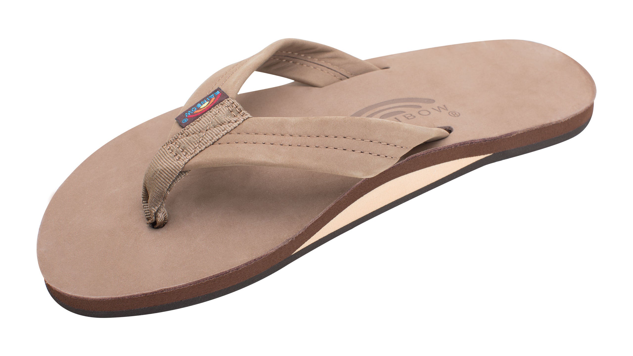 Rainbow Single Layer Leather Womens Sandal Dark Brown 11