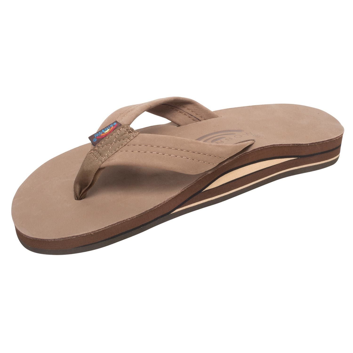 Rainbow Double Layer Leather Mens Sandal Dark Brown XL