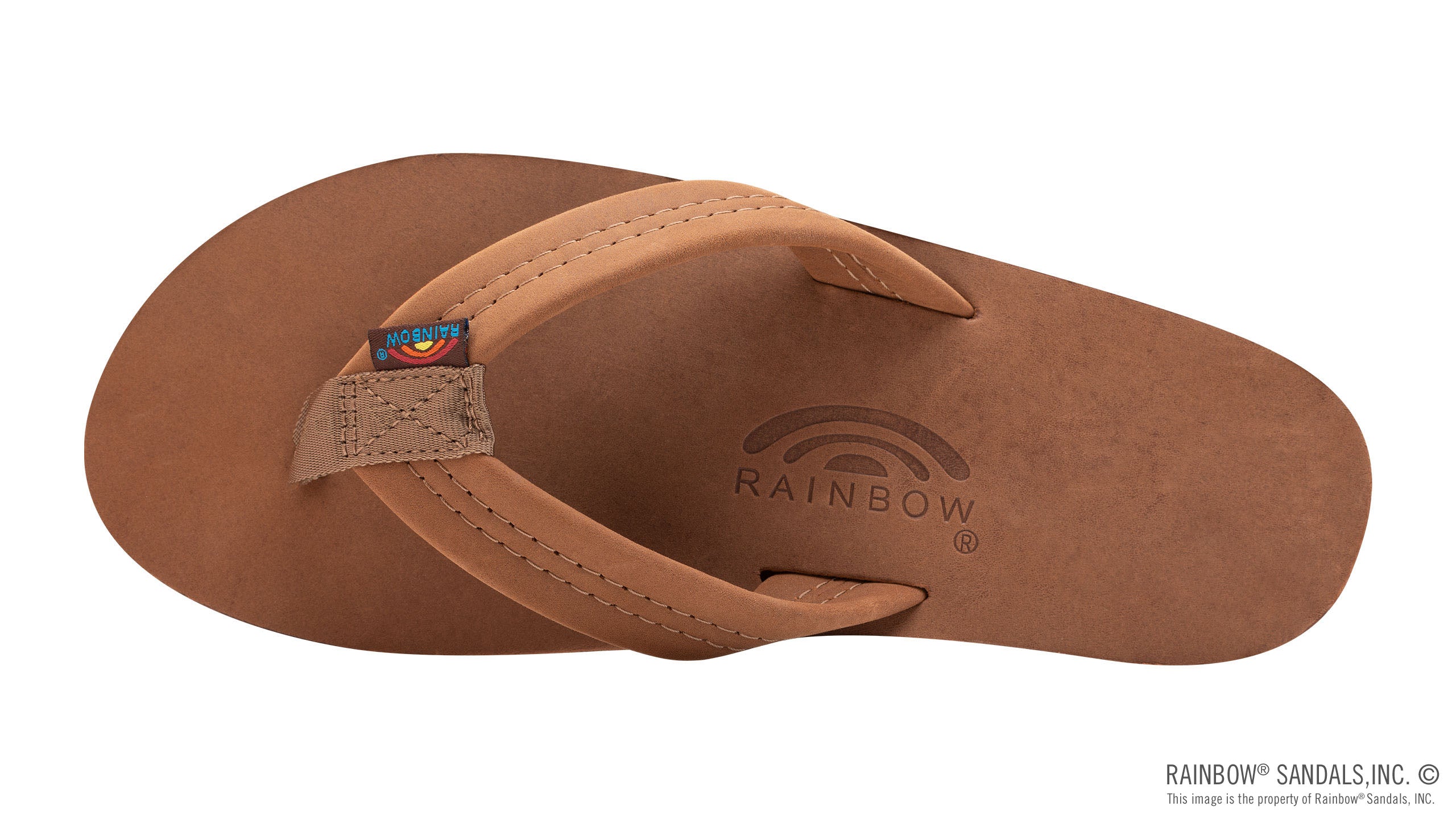 Rainbow Single Layer Leather Mens Sandal Redwood S
