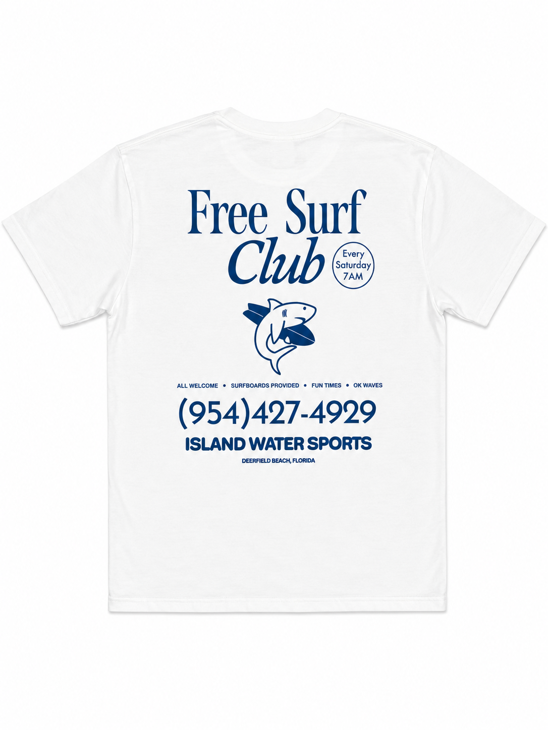Island Water Sports Free Surf Club SS Tee WHT/BLU XL