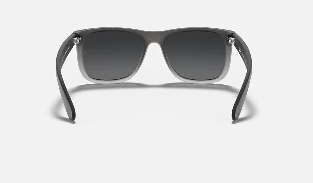 Ray Ban Justin Polarized Sunglasses RubberGrey/Transparent GreySilverMirror Wayfarer