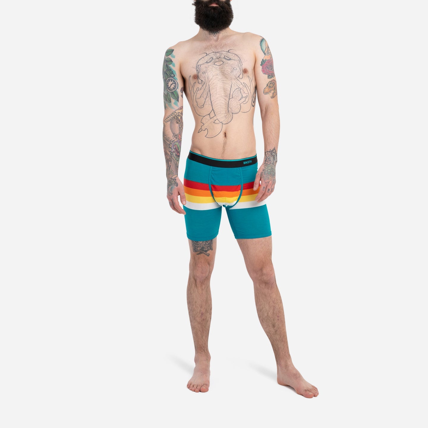 BN3TH Classic Printed Boxer Brief RetroStripe/Teal L
