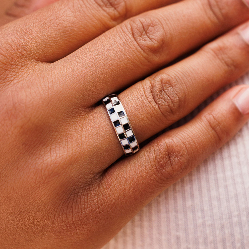 Puravida Checkerboard Ring SILV 8