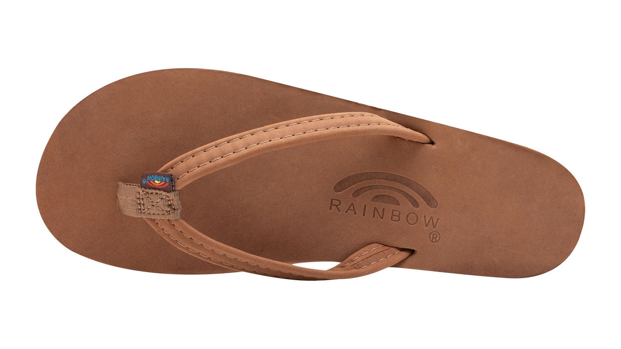 Rainbow Single Layer Leather Narrow Strap Womens Sandal Redwood 10