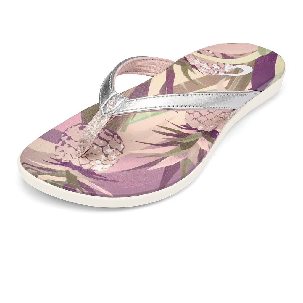 Olukai Ho Opio Hau Womens Sandal 2KPZ-Silver-Pineapple 10