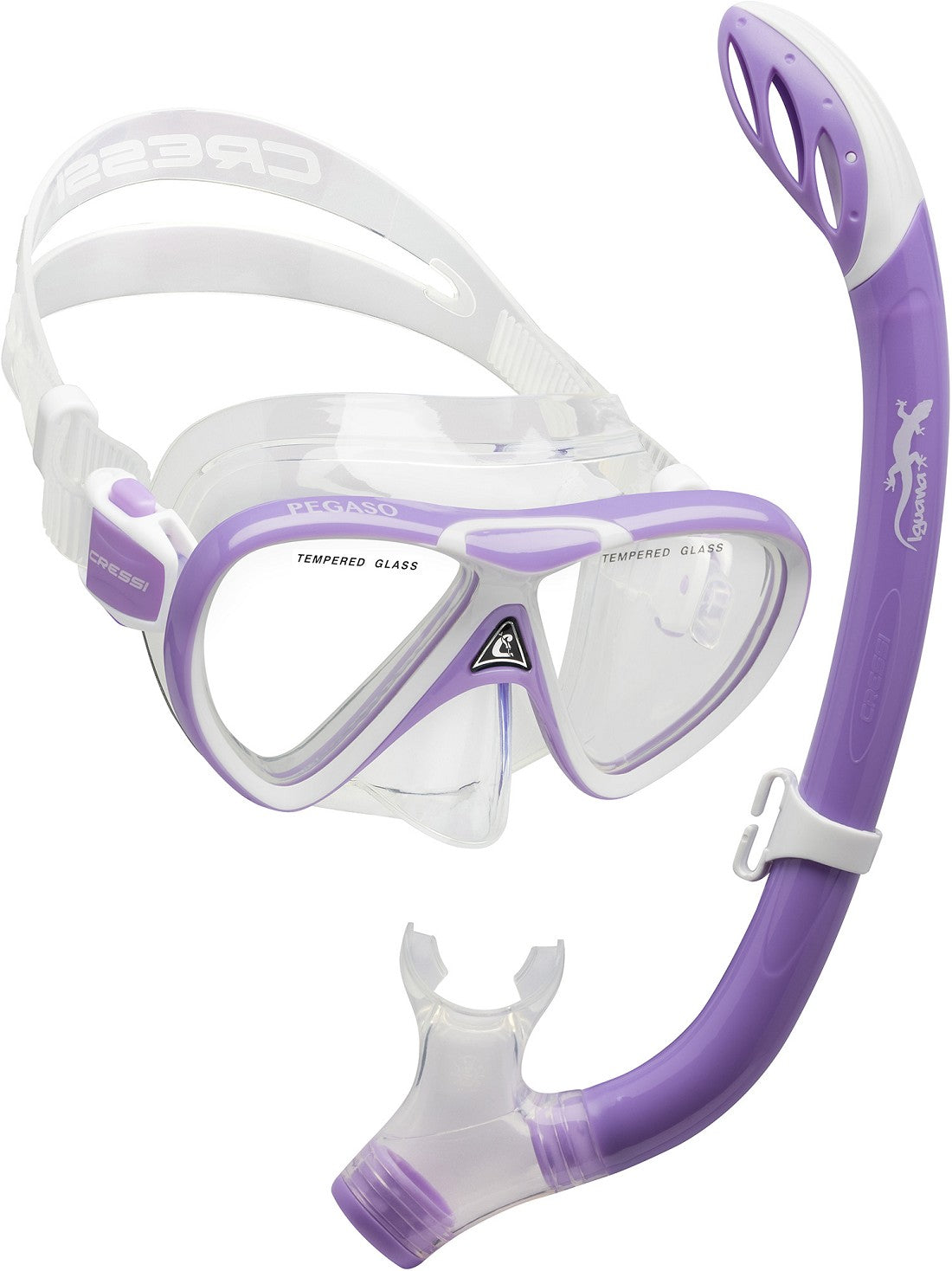Cressi Pegaso and Iguana Dry Snorkeling Combo Lilac