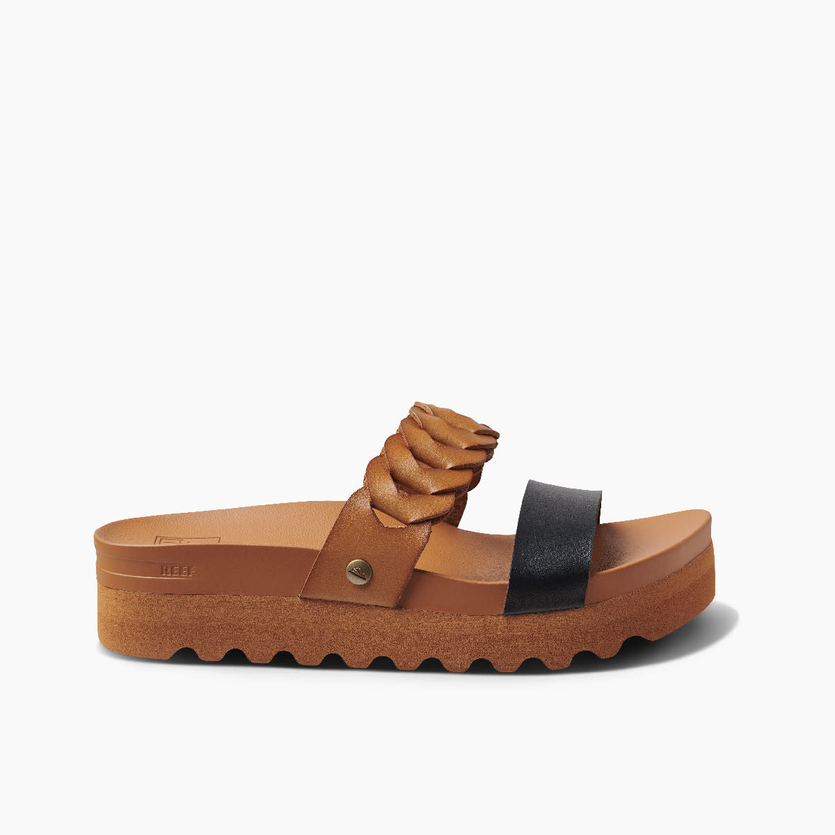 Reef Cushion Vista Hi Twist Womens Sandal Cognac-Black 8