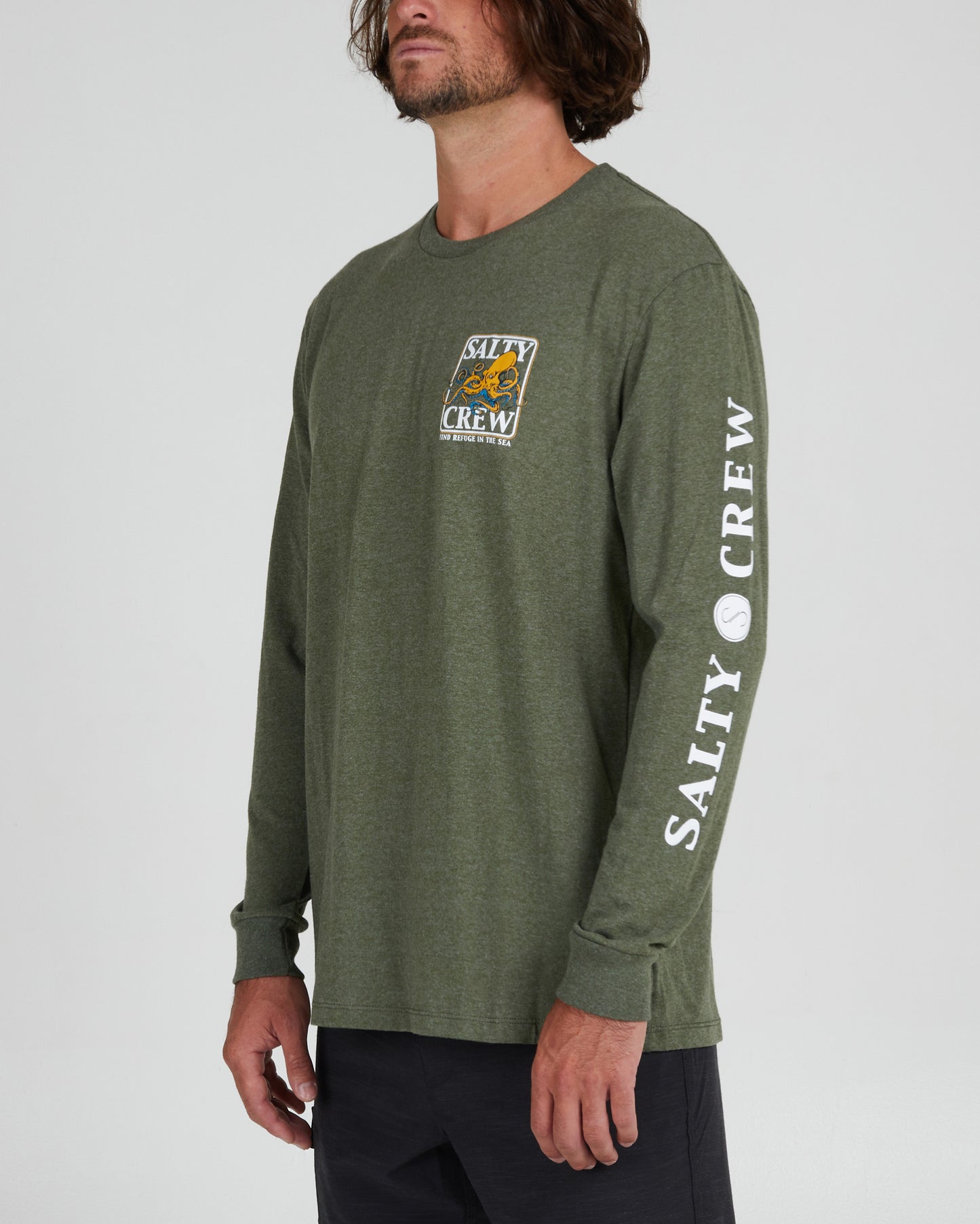 Salty Crew Ink Slinger Classic L/STee Forest Heather S