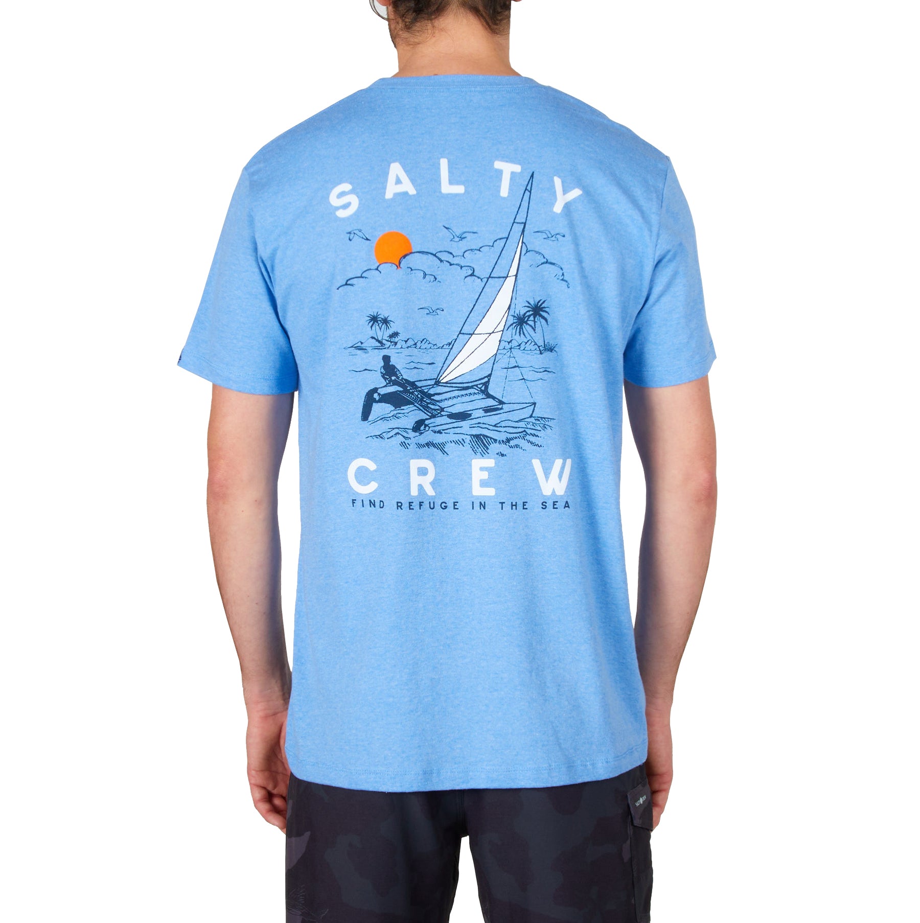 Salty Crew Set Sail Standard SS Tee Light Blue Heather L