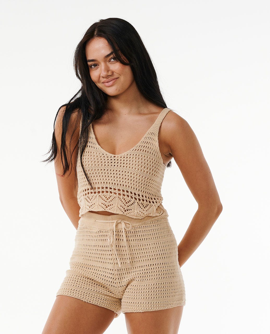 RIP CURL SEA OF DREAMS CROCHET TOP 0031-NATURAL S