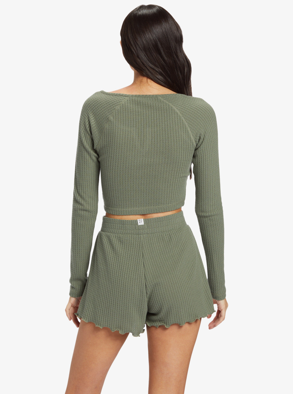 Roxy Cropped LS Waffle Top GZC0 M