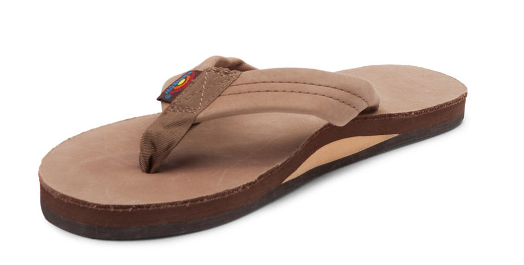 Rainbow Single Layer Leather Womens Sandal Dark Brown 10