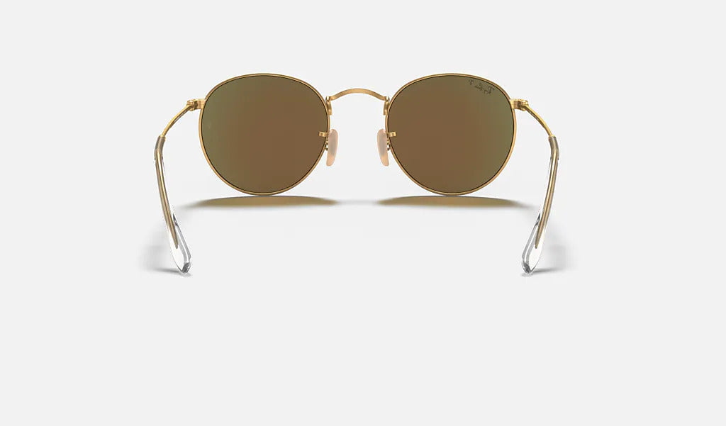 Ray Ban Round Metal Polarized Sunglasses MatteGold BlueMirror Round