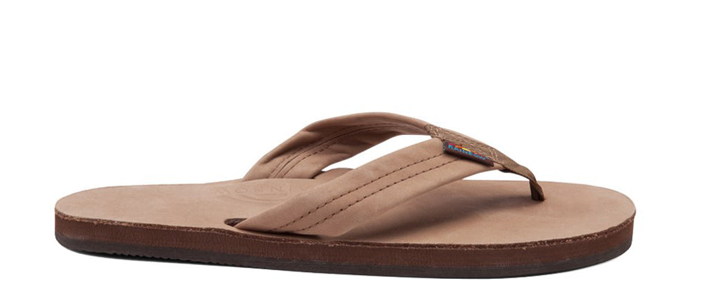 Rainbow Single Layer Leather Womens Sandal Dark Brown S