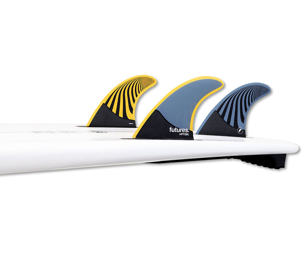Futures Fins Pyzel Honeycomb-Carbon Thruster Fin Set Blue-Yellow L