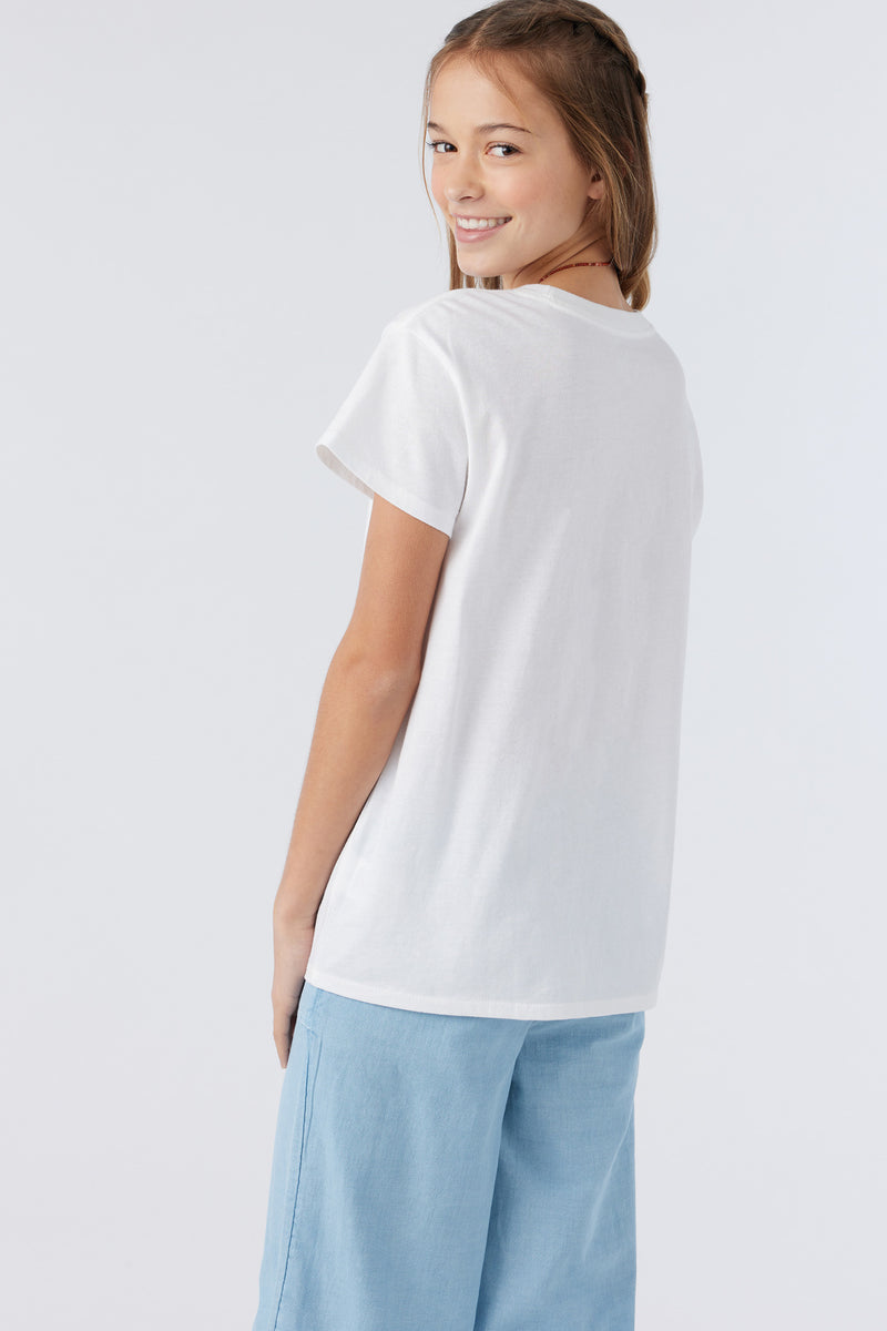 O'Neill Girls Peace And Love SS Tee WHT XL