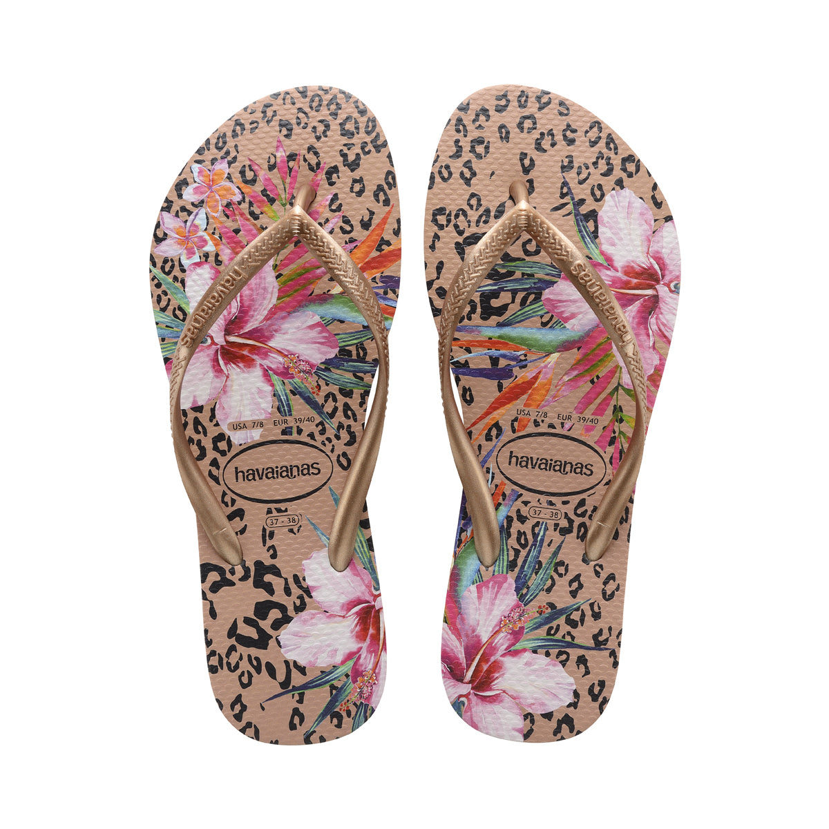 Havaianas Slim Animal Floral Womens Sandals 3544-Crocus Rose 9