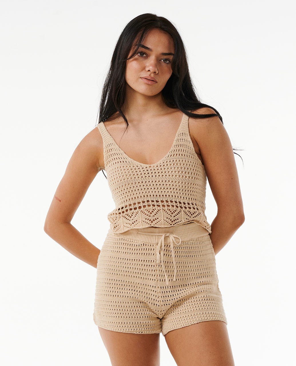 RIP CURL SEA OF DREAMS CROCHET TOP 0031-NATURAL S