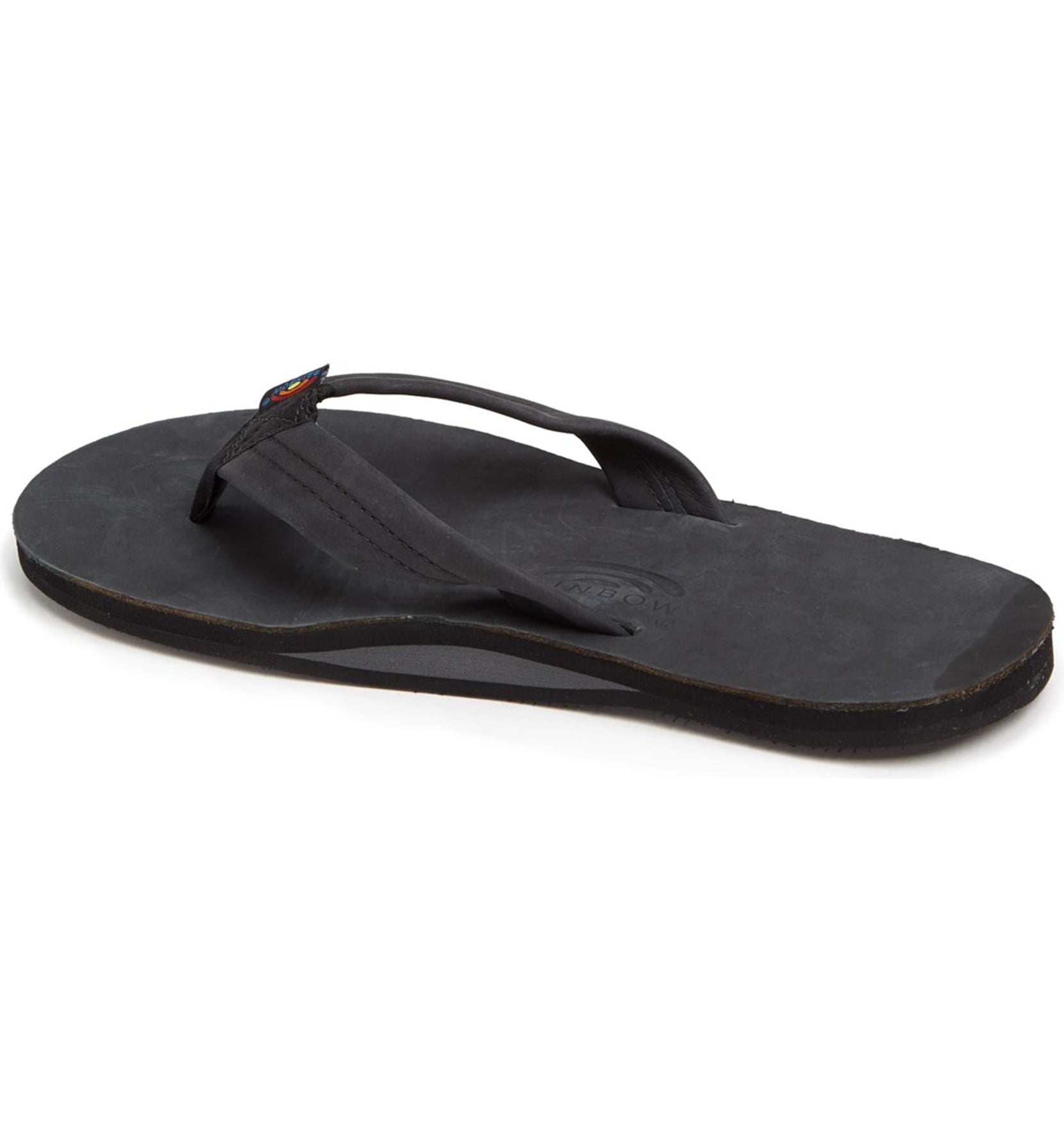 Rainbow Single Layer Leather Mens Sandal Classic Black XL