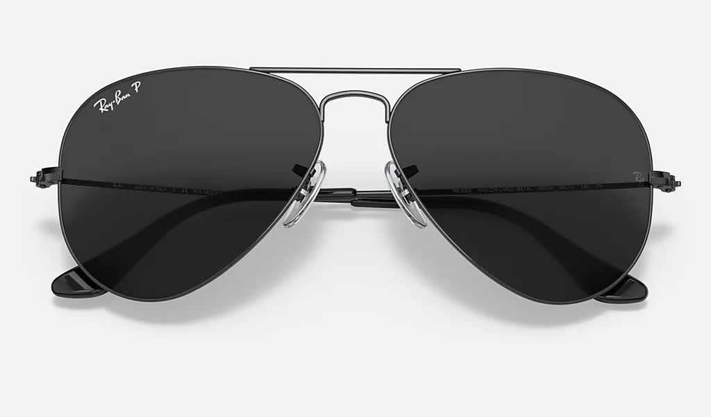 Ray Ban Aviator Large Metal Polarized Sunglasses Black Black Aviator