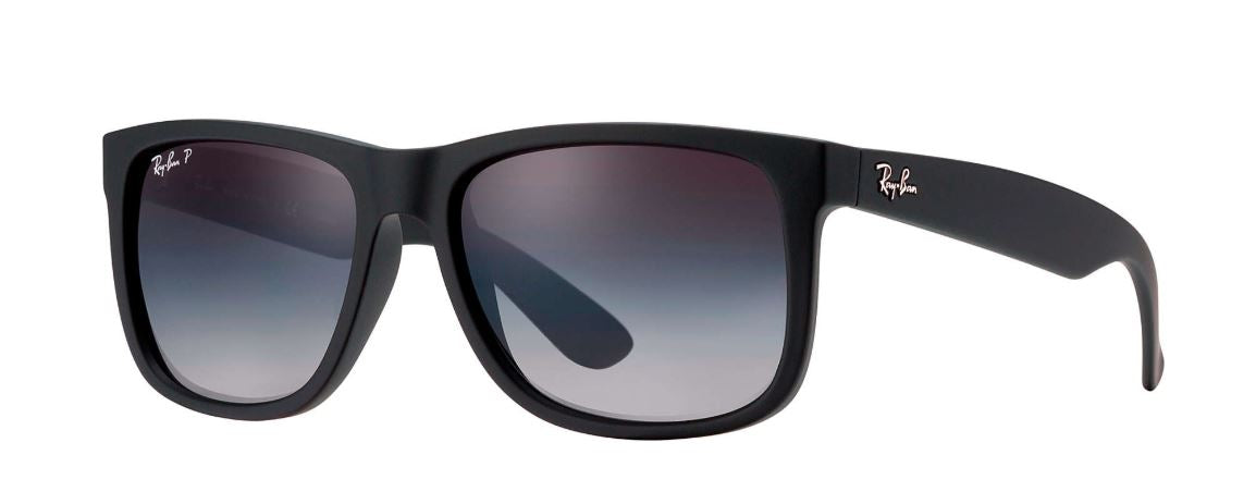 Ray Ban Justin Polarized Sunglasses BlackRubber Grey Gradient Wayfarer