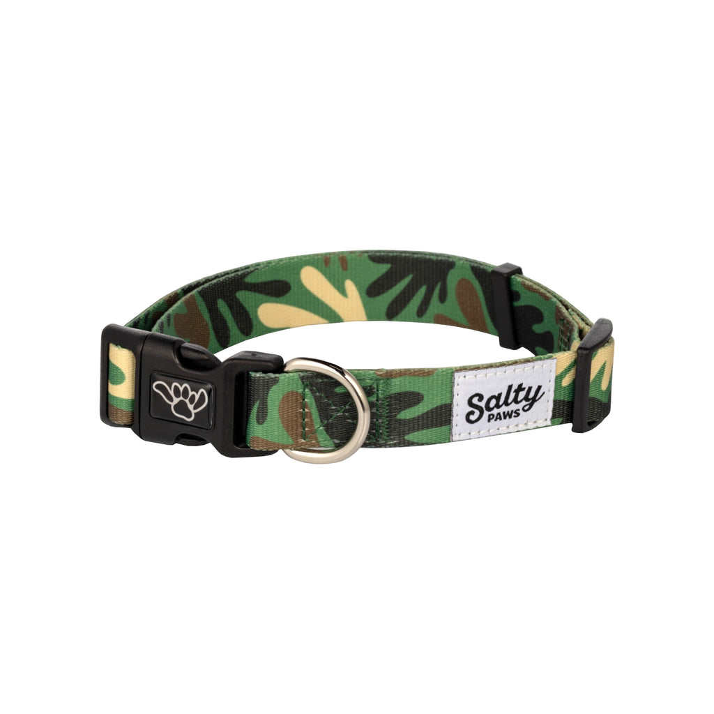 Salty Paws Surfing Dog Collar | Designs for Beach Dogs,  Floral, Fishing, Surfing, Hawaiian,  Green Camo S