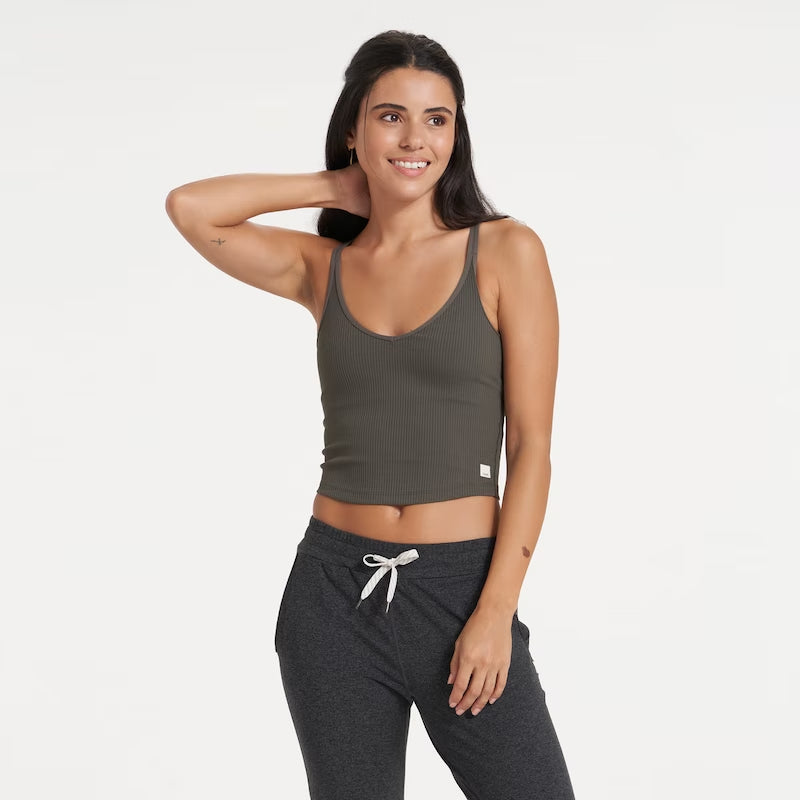 Vuori Rib Cropped Tank Top Oregano L