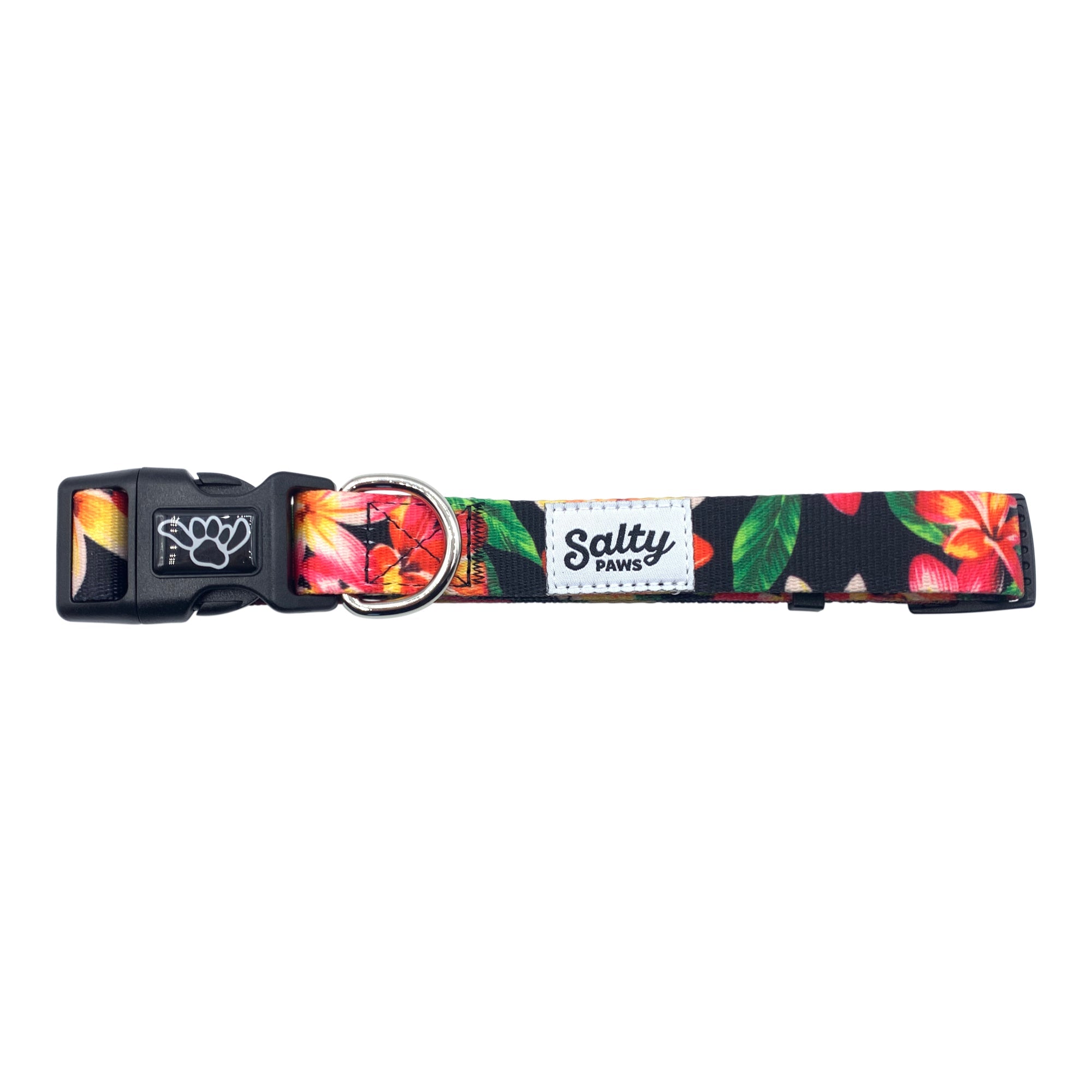 Salty Paws Surfing Dog Collar | Designs for Beach Dogs, Floral, Fishing, Surfing, Hawaiian, Black Floral M