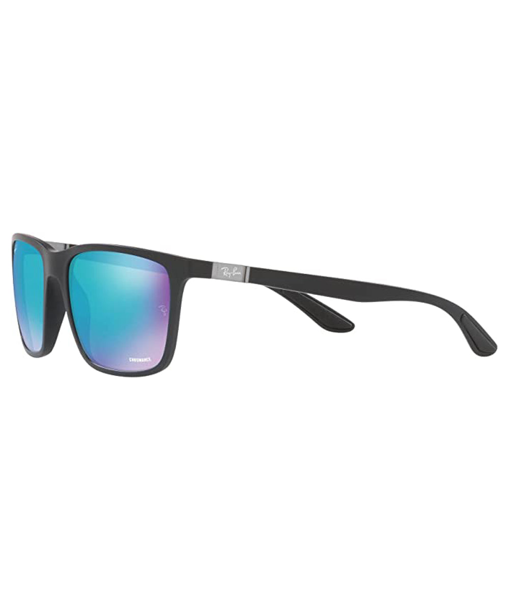 Ray Ban RB4385 Polarized Sunglasses MatteBlack GreenMirrorBlue