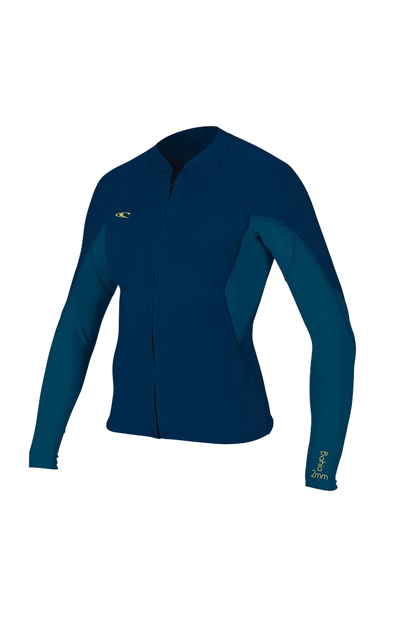 O Neill Bahia 1/0.5mm Womens Front Zip Wetsuit Jacket GJ1-Abyss-French Navy-Abyss 4