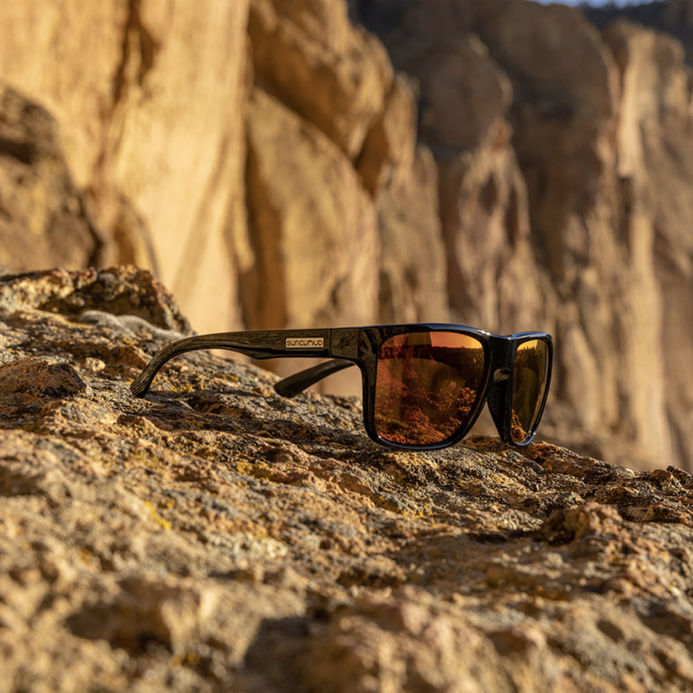 Sun Cloud Rambler Polarized Sunglasses Black RedMirror Square