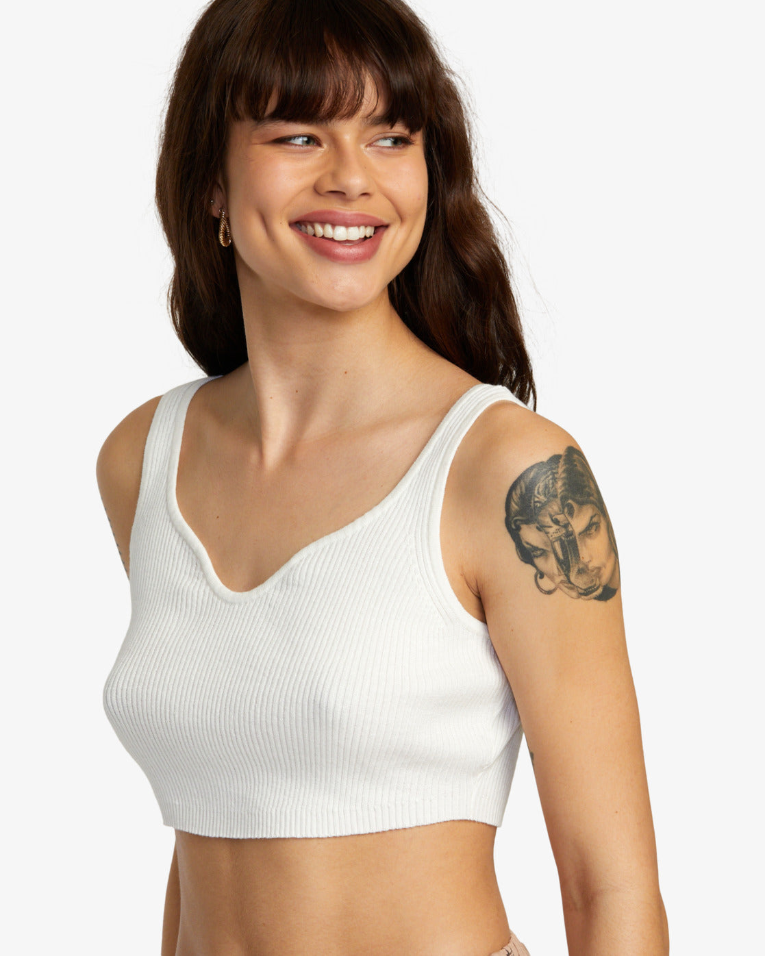 RVCA Roundabout Sweater Tank WHT S