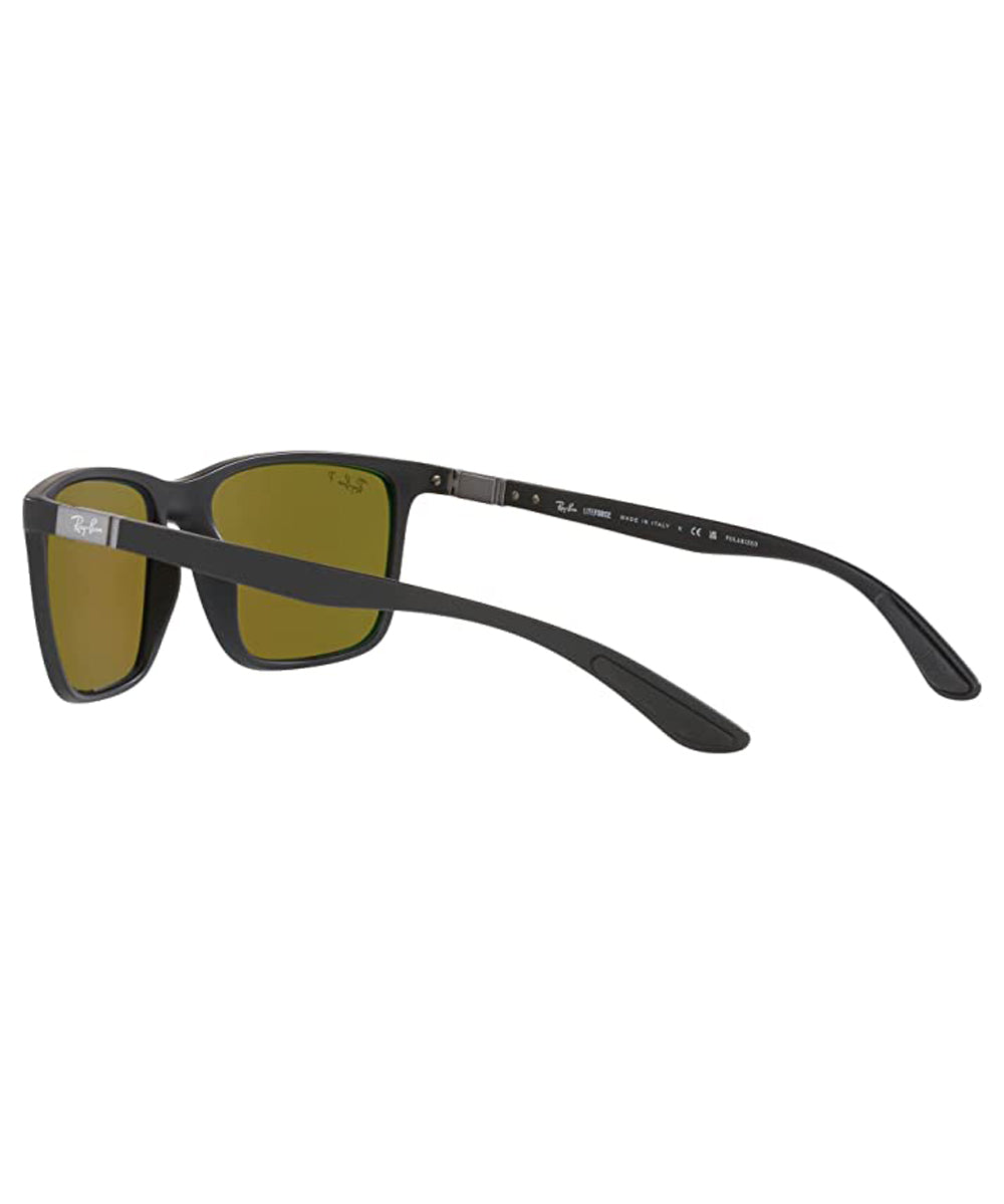Ray Ban RB4385 Polarized Sunglasses MatteBlack GreenMirrorBlue