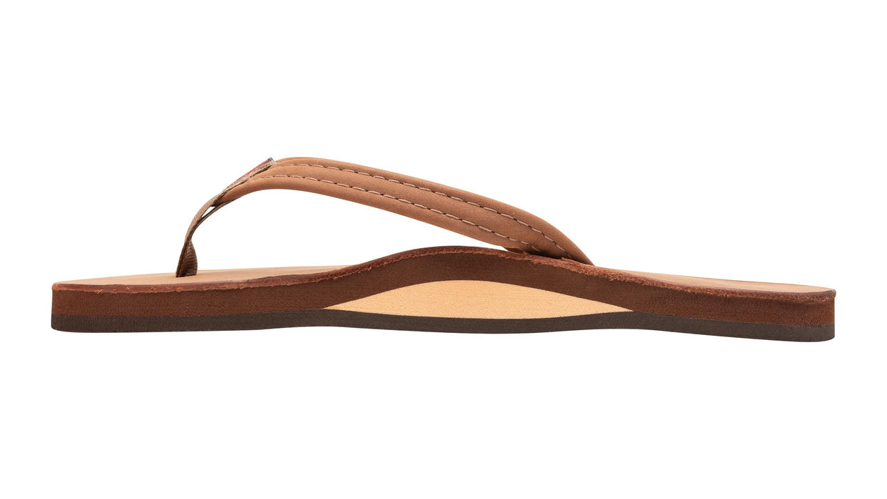 Rainbow Single Layer Leather Narrow Strap Womens Sandal Redwood M
