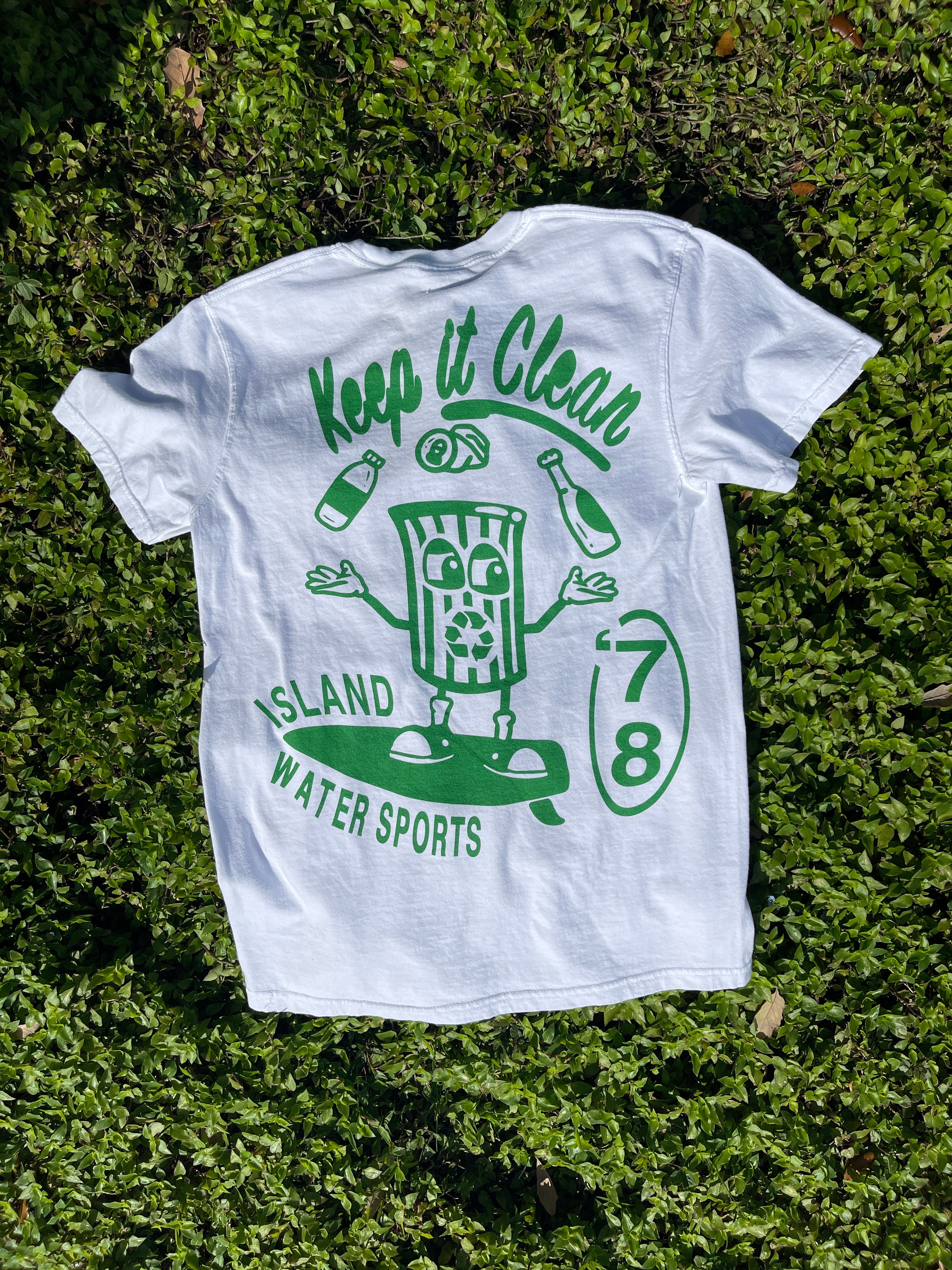 Island Water Sports Keep It Clean SS Tee White/Green XXL