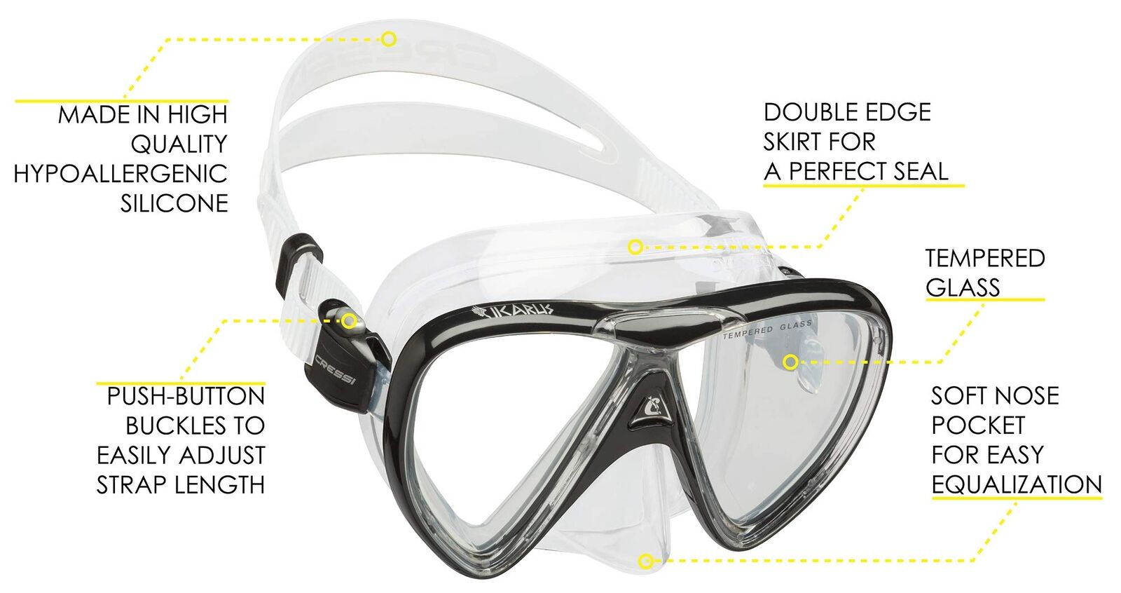 Cressi Ikarus & Orion Dry Snorkeling Combo Black/Clear