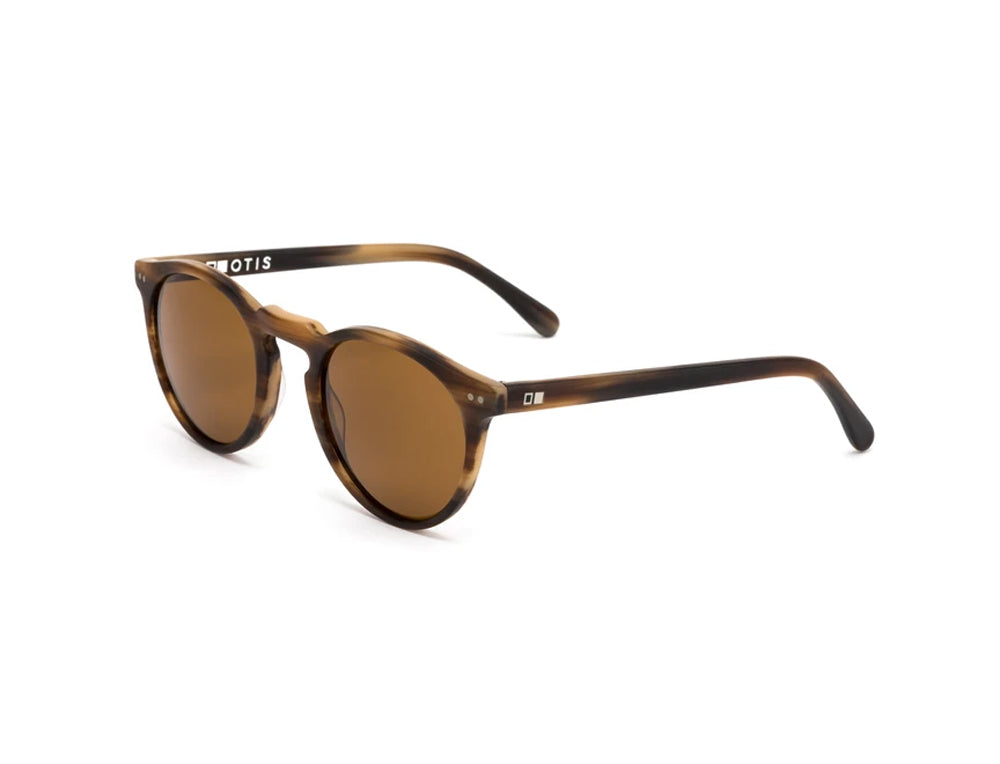 Otis Omar Polarized Sunglasses Horn Wood Brown Round