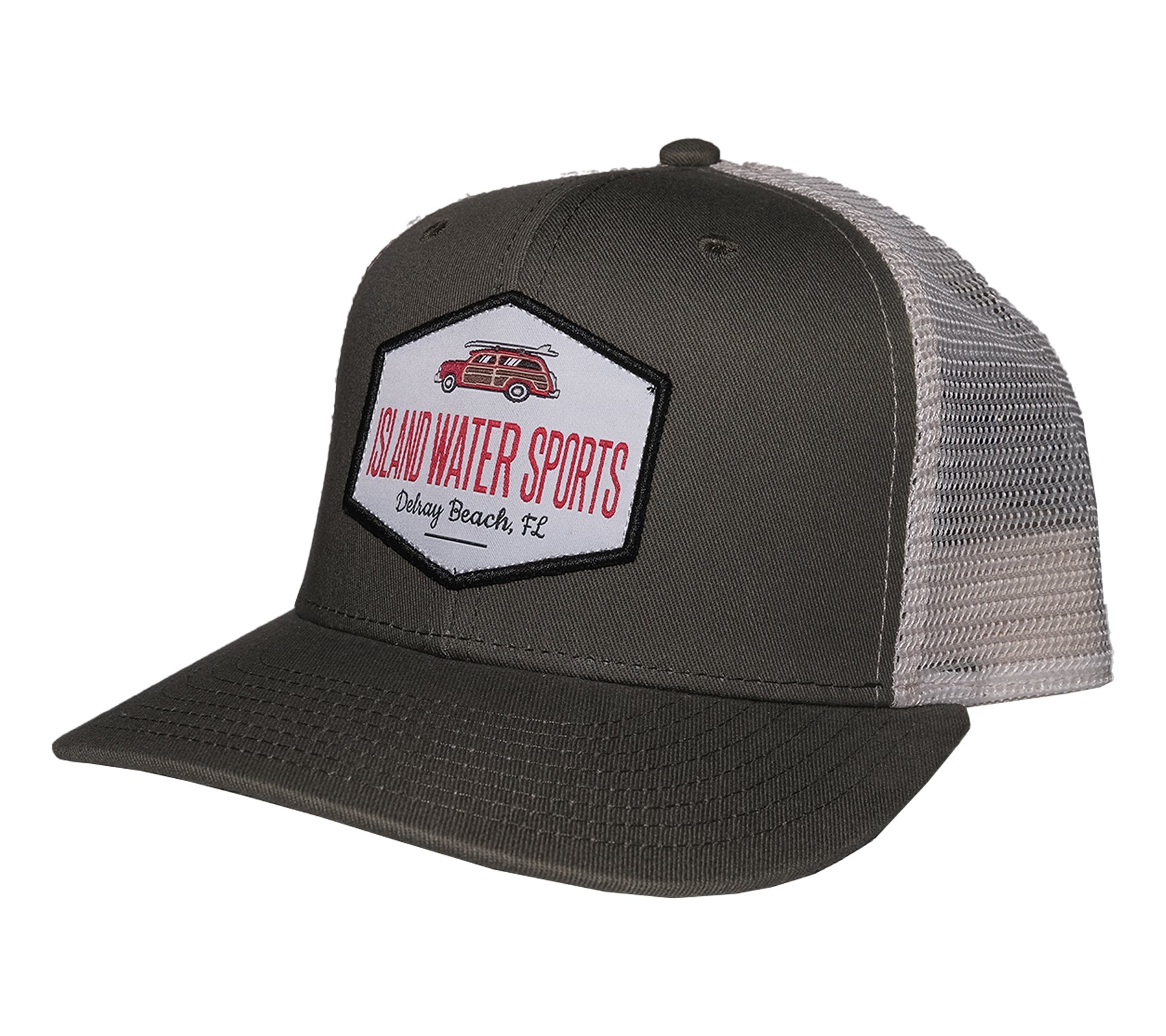 Island Water Sports Delray Beach Baseball Hat Woody Olive