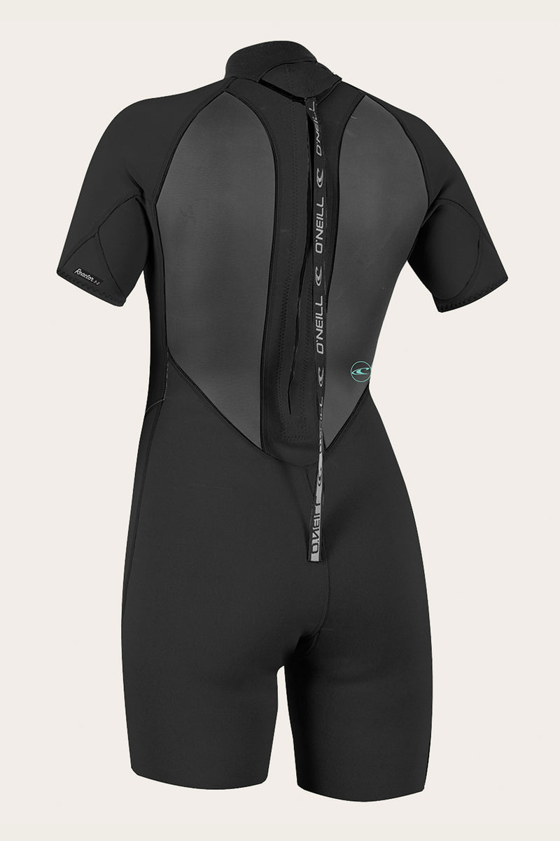 O Neill Reactor-2 2mm Back Zip SS Womens Springsuit A00-Black-Black 12