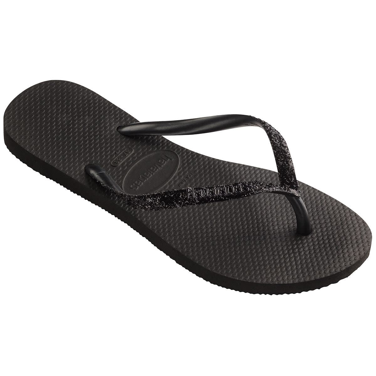 Havaianas Slim Glitter 2 Womens Sandal 4057-Black-Dark Grey 6