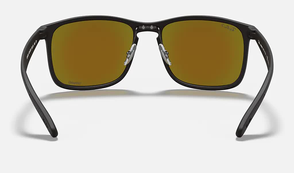 Ray Ban RB4264 Polarized Sunglasses MatteBlack GreenMirrorBlue Square