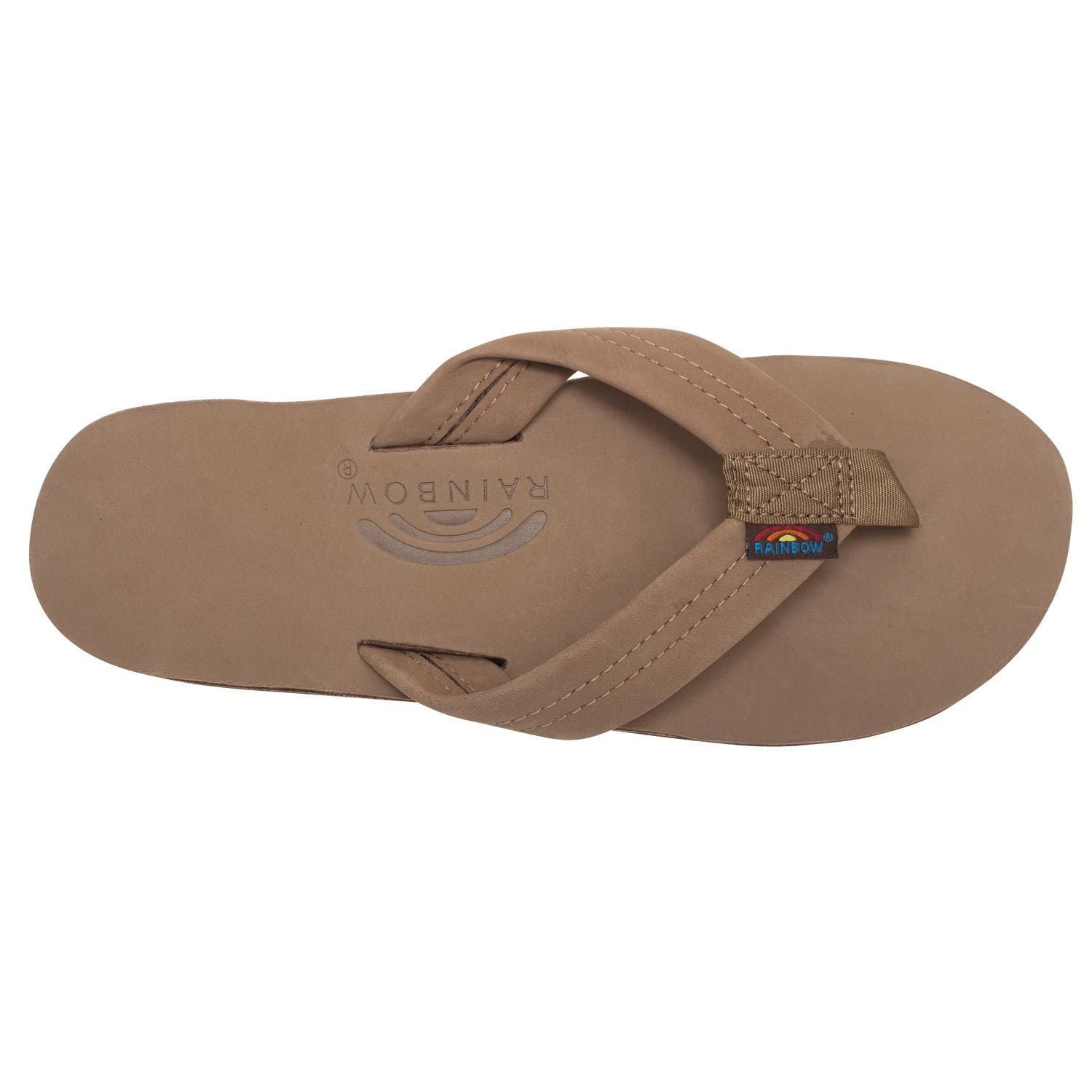Rainbow Double Layer Leather Mens Sandal Dark Brown XXL