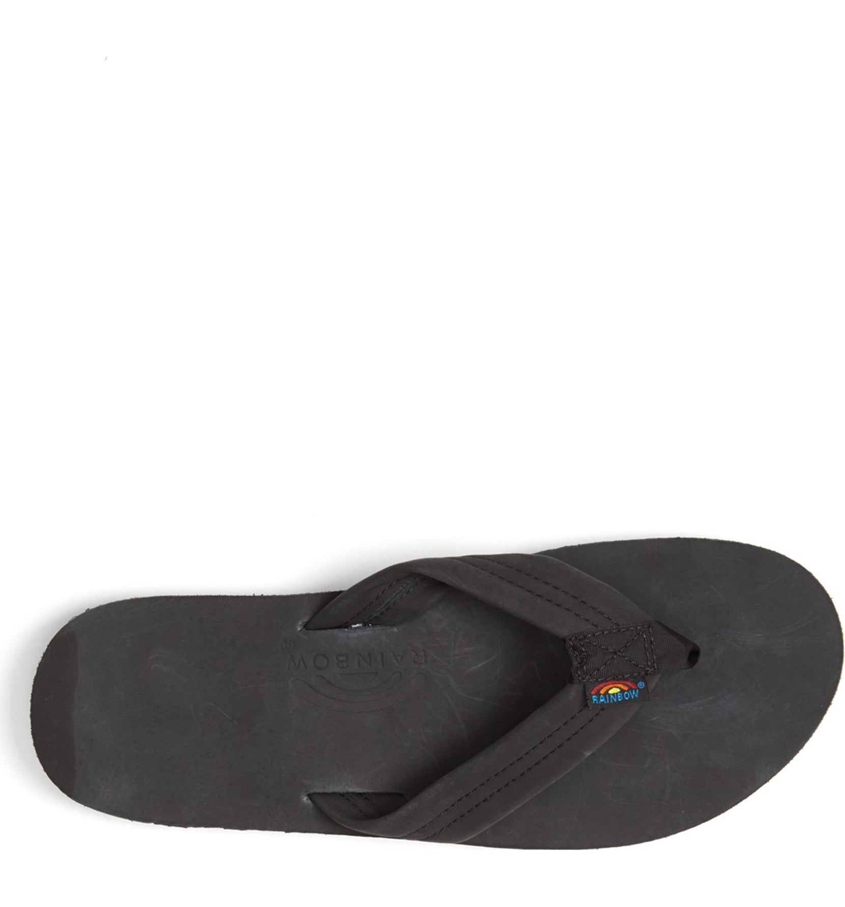 Rainbow Single Layer Leather Mens Sandal Classic Black XL