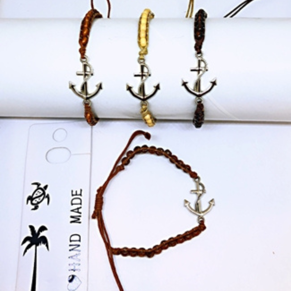 Bo Fashion Anchor Beaded Bracelet NaturalAssorted OS