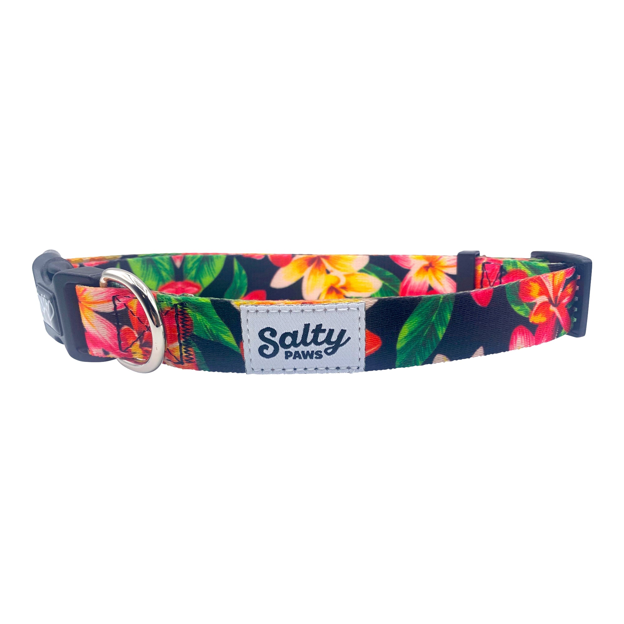 Salty Paws Surfing Dog Collar | Designs for Beach Dogs, Floral, Fishing, Surfing, Hawaiian, Black Floral M