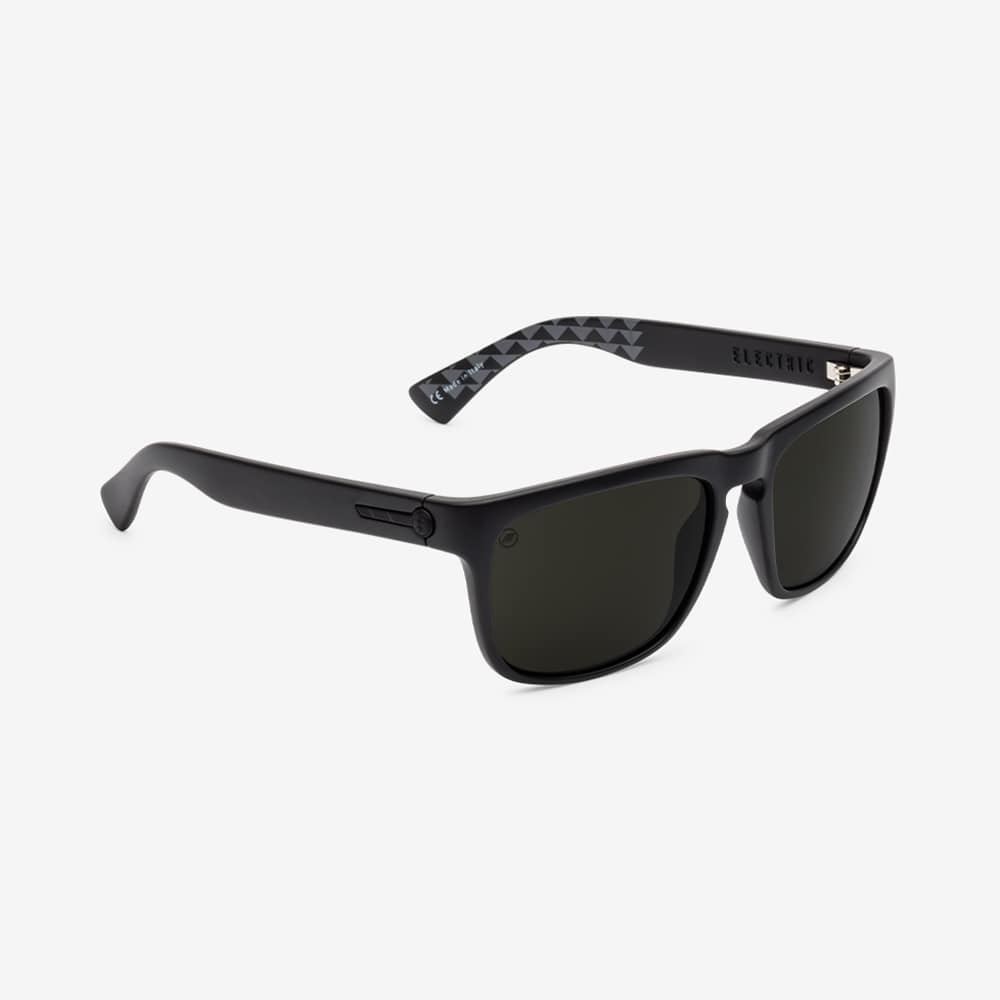 Electric Knoxville Polarized Sunglasses JM Matte Black Grey Glass Square