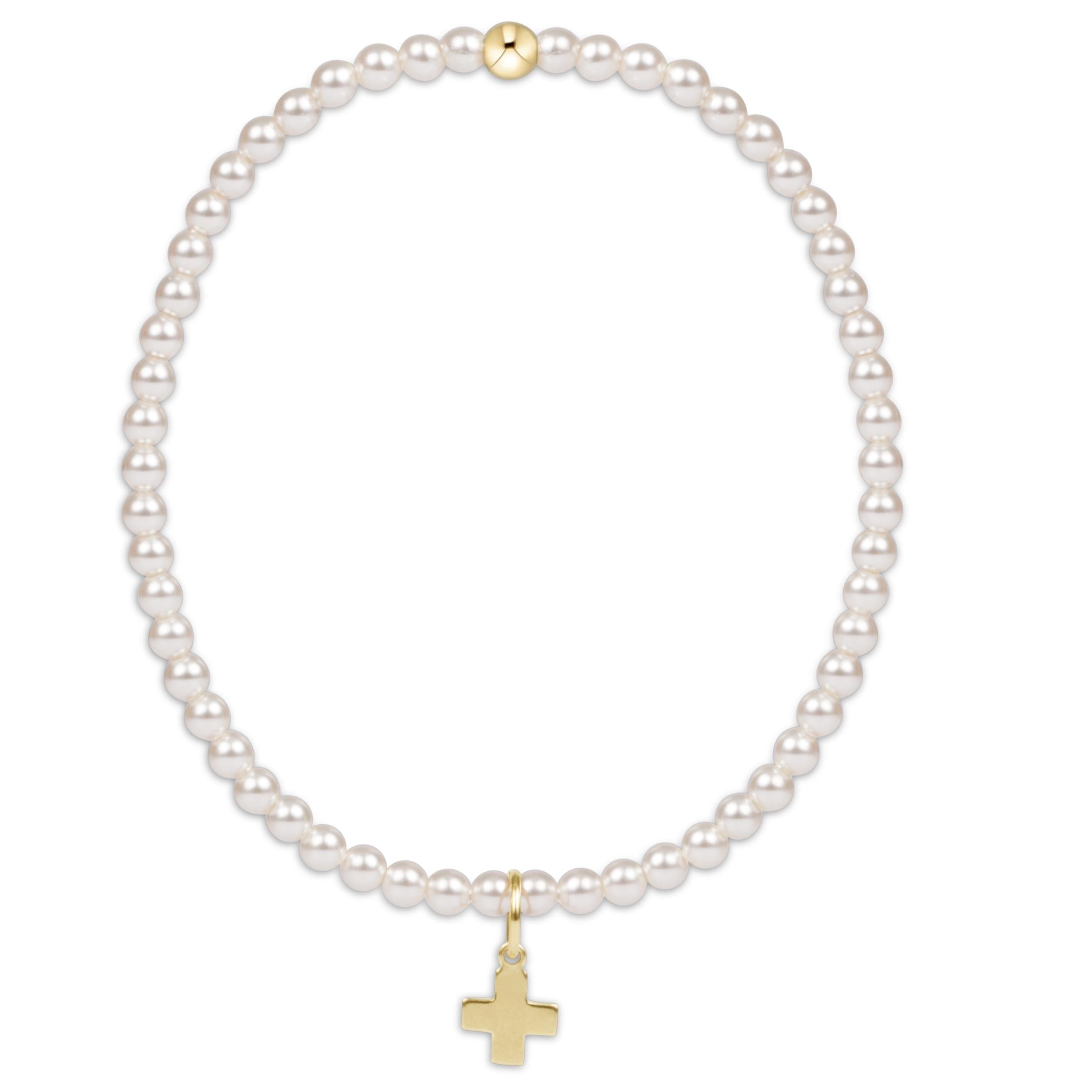 Enewton Classic Pearl Beaded Bracelet SignitureCrossCharm 3mm