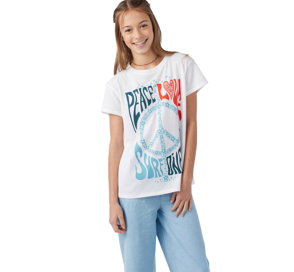 O'Neill Girls Peace And Love SS Tee WHT L