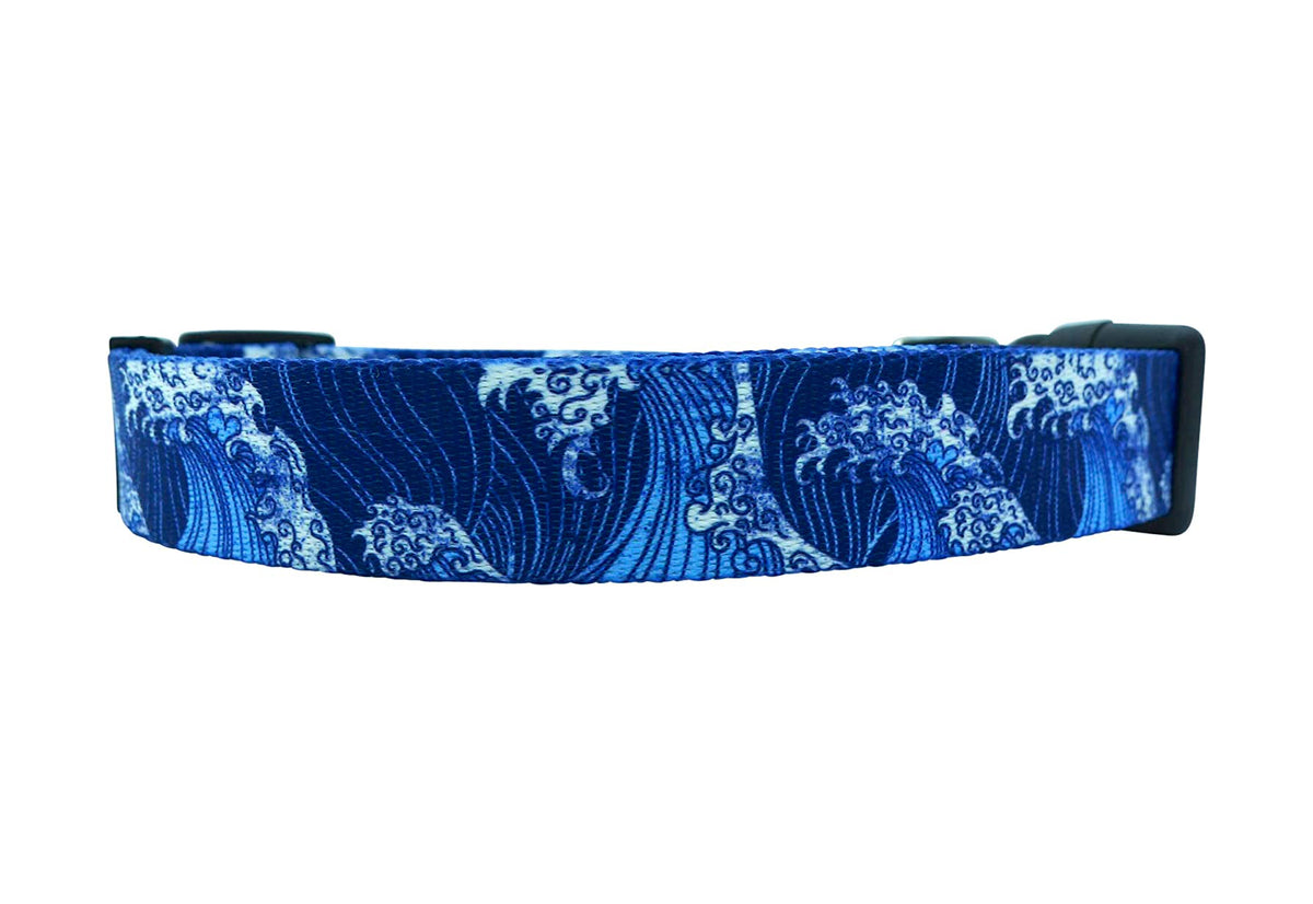 Salty Paws Surfing Dog Collar | Designs for Beach Dogs, Floral, Fishing, Surfing, Hawaiian, BlueWave M