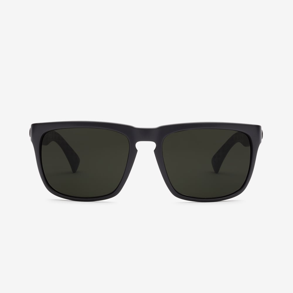 Electric Knoxville Polarized Sunglasses JM Matte Black Grey Glass Square